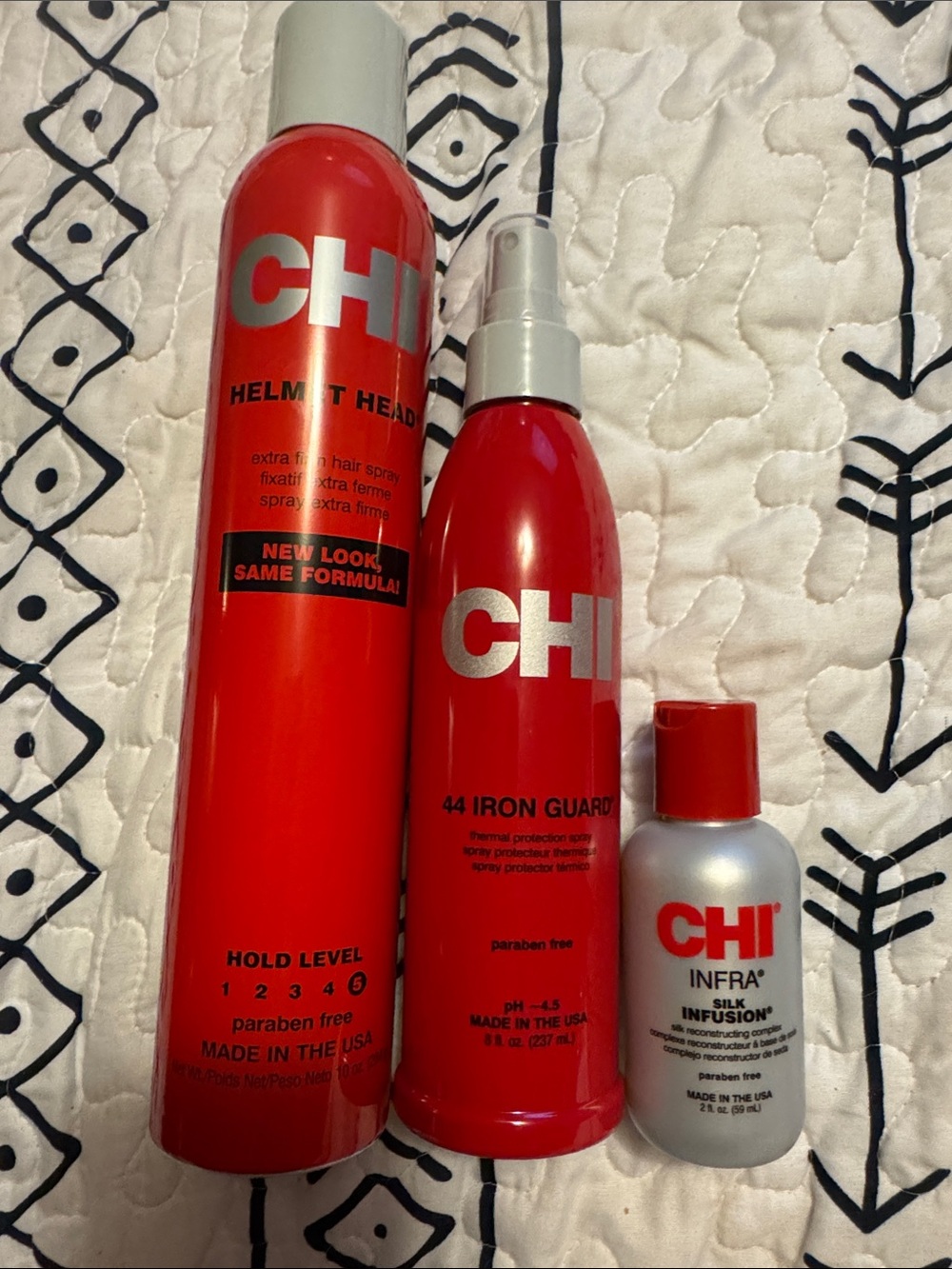 Chi Hair tools— Extra Firm HairSpray, thermal protection spray, silk infusion
